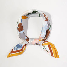 Load image into Gallery viewer, Geometric Floral Pattern Printed Square Silky Satin Bandana Scarf