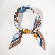 Load image into Gallery viewer, Geometric Floral Pattern Printed Square Silky Satin Bandana Scarf