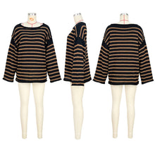 Load image into Gallery viewer, Oversized Exposed seam Batwing Sleeve Stripe Knit sweater