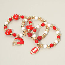 Load image into Gallery viewer, 3PCS - Game Day Football Helmet Charm Beaded Stretch Multi Layered Bracelets