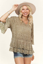 Load image into Gallery viewer, BELL SLEEVE LACE TOP- LET3907