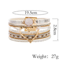 Load image into Gallery viewer, Boho Layered Heart Charm Rhinestone Magnetic Bracelet