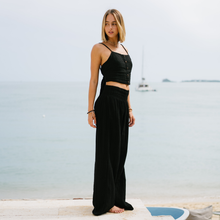 Load image into Gallery viewer, Black Wide Leg Cotton Pants