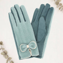 Load image into Gallery viewer, Bow Knot Trim Accent Soft Boucle Texture Smart Touch Winter Gloves