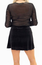 Load image into Gallery viewer, Mesh Long Sleeve Top with Pearls Detail, Black