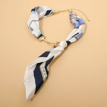 Load image into Gallery viewer, Metal Horsebit Accent Silky Fabric Scarf Necklace