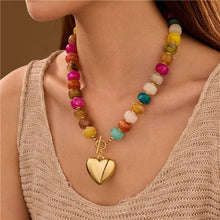 Load image into Gallery viewer, MULTI BEADED HEART CHARM TOGGLE NECKLACE | 40NK9700