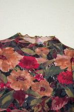 Load image into Gallery viewer, Floral Mesh Lettuce Trim Long Sleeve Top