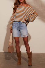 Load image into Gallery viewer, Oversized Exposed seam Batwing Sleeve Stripe Knit sweater