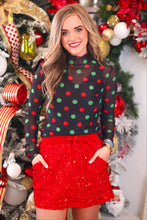 Load image into Gallery viewer, Keigan Mesh Top- Christmas Polka Dots