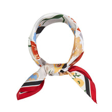 Load image into Gallery viewer, Geometric Floral Pattern Printed Square Silky Satin Bandana Scarf