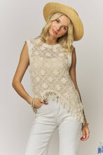 Load image into Gallery viewer, FRINGE HEM CROCHET TOP- LET4265