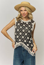 Load image into Gallery viewer, FRINGE HEM CROCHET TOP- LET4265