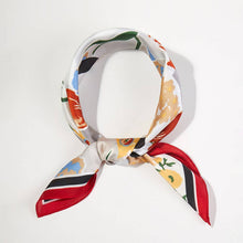 Load image into Gallery viewer, Geometric Floral Pattern Printed Square Silky Satin Bandana Scarf