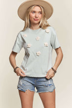 Load image into Gallery viewer, SOLID SHIRT W/PEARL ACCENT FLOWER PATCH- LET3629