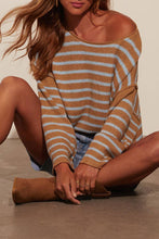 Load image into Gallery viewer, Oversized Exposed seam Batwing Sleeve Stripe Knit sweater