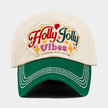 Load image into Gallery viewer, HOLLY JOLLY Vibes Message Embroidered Christmas Vintage Baseball Cap
