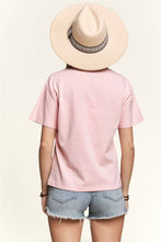 Load image into Gallery viewer, SOLID SHIRT W/PEARL ACCENT FLOWER PATCH- LET3629
