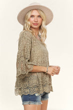 Load image into Gallery viewer, BELL SLEEVE LACE TOP- LET3907