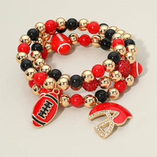 Load image into Gallery viewer, 3PCS - Game Day Football Helmet Charm Beaded Stretch Multi Layered Bracelets