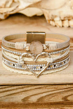 Load image into Gallery viewer, Boho Layered Heart Charm Rhinestone Magnetic Bracelet