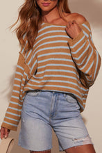 Load image into Gallery viewer, Oversized Exposed seam Batwing Sleeve Stripe Knit sweater