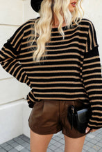 Load image into Gallery viewer, Oversized Exposed seam Batwing Sleeve Stripe Knit sweater