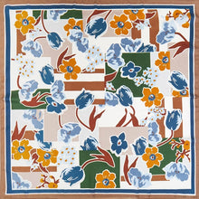Load image into Gallery viewer, Geometric Floral Pattern Printed Square Silky Satin Bandana Scarf