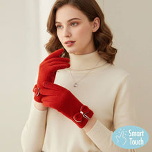 Load image into Gallery viewer, Bow Knot Trim Accent Soft Boucle Texture Smart Touch Winter Gloves