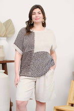 Load image into Gallery viewer, PLUS MULTI PATTERN COLORBLOCK SHORT SLEEVE SWEATER
