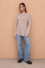 Load image into Gallery viewer, STRIPE LONG SLEEVE CUFFED RELAXED KNIT TOP
