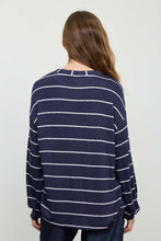 Load image into Gallery viewer, STRIPE LONG SLEEVE CUFFED RELAXED KNIT TOP
