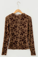 Load image into Gallery viewer, Floral Velvet Mesh Long Sleeve Top
