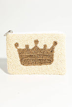 Load image into Gallery viewer, White Beaded Golden Crown Coin Purse
