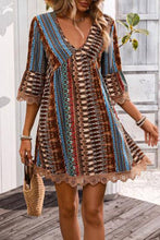 Load image into Gallery viewer, Bohemian V-Neck Bell Sleeve Dress
