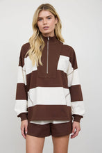 Load image into Gallery viewer, WIDE STRIPE HALF ZIP LONG SLEEVE KNIT TOP
