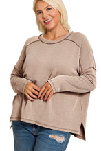 Load image into Gallery viewer, Plus Raised Rib Raw Edge Boat Neck Long Sleeve Top Zenana
