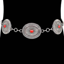 Load image into Gallery viewer, Boho Vintage Western Turquoise Stone Concho Chain Belt

