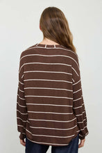 Load image into Gallery viewer, STRIPE LONG SLEEVE CUFFED RELAXED KNIT TOP
