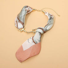 Load image into Gallery viewer, Metal Horsebit Accent Silky Fabric Scarf Necklace
