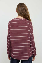Load image into Gallery viewer, STRIPE LONG SLEEVE CUFFED RELAXED KNIT TOP
