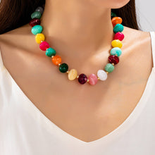 Load image into Gallery viewer, Multi Colored Resin Pebble Beaded Necklace | 80N93363
