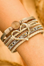 Load image into Gallery viewer, Boho Layered Heart Charm Rhinestone Magnetic Bracelet
