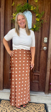 Load image into Gallery viewer, SATIN MIDI SKIRT WITH ELASTIC WAIST IN POLKA DOT
