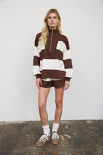 Load image into Gallery viewer, WIDE STRIPE HALF ZIP LONG SLEEVE KNIT TOP

