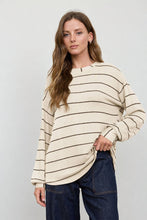 Load image into Gallery viewer, STRIPE LONG SLEEVE CUFFED RELAXED KNIT TOP
