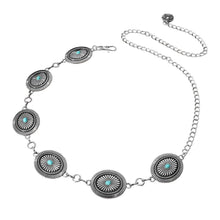 Load image into Gallery viewer, Boho Vintage Western Turquoise Stone Concho Chain Belt
