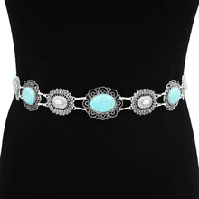 Load image into Gallery viewer, Bold Western Oval Stone Accent Conch Link Waist Chain Belt
