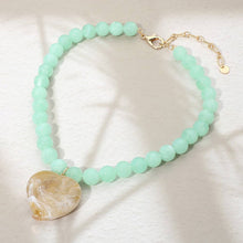 Load image into Gallery viewer, Chunky Marbled Resin Heart Charm Beaded Necklace
