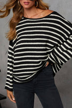 Load image into Gallery viewer, Oversized Exposed seam Batwing Sleeve Stripe Knit sweater
